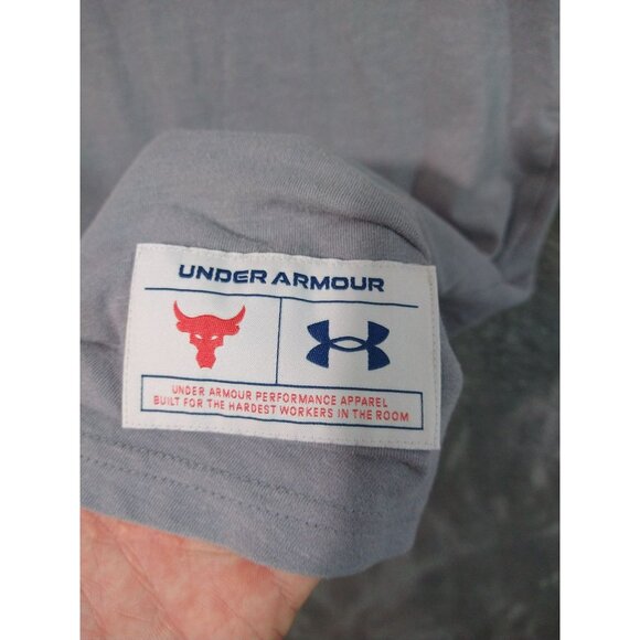 Under Armour Shirt Men Medium Gray Project Rock Training Dept Loose Short Sleeve - Picture 6 of 9
